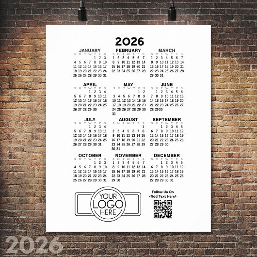 Kalender mit Logos und QR-Code - Schwarz-weiß Poster