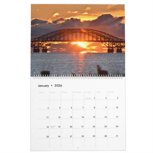 Kalender mit Sonnenaufgang- und Morgenfotos (Jan 2026)