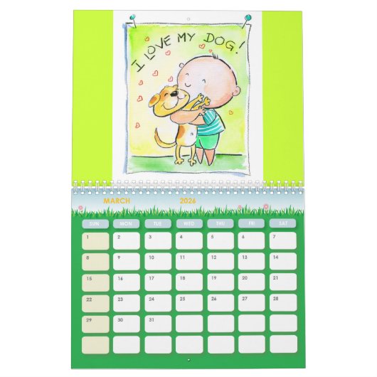 Kalender mit Tierdarstellungen (Mär 2026)