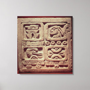 Kalender mit vier Glyphs, Toltec Leinwanddruck