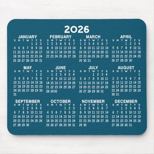 Kalender - modern blau und weiß mousepad (Vorne)