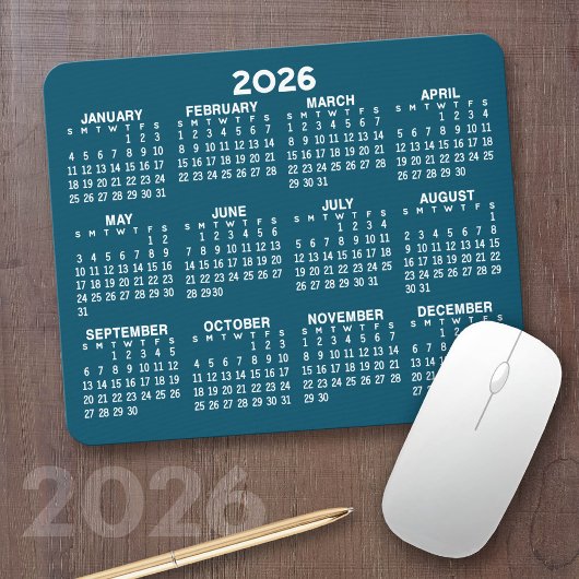 Kalender - modern blau und weiß mousepad