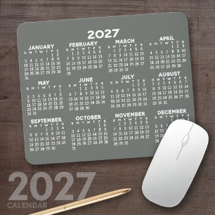 Kalender - modern grau-weiß einfach mousepad
