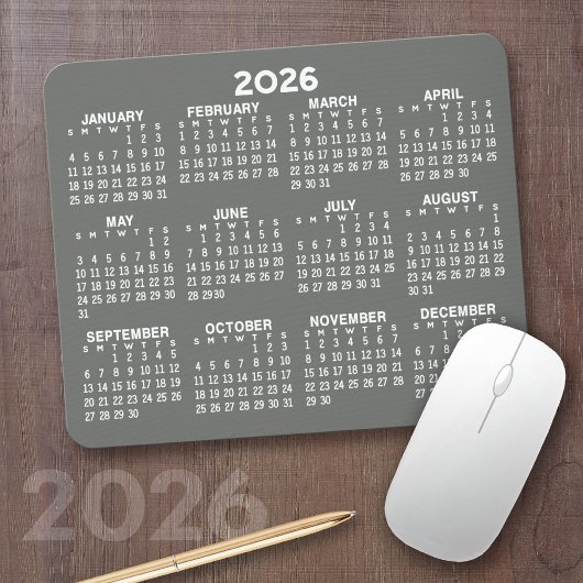 Kalender - modern grau-weiß einfach mousepad