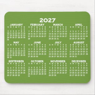 Kalender - modern grün und weiß einfach mousepad