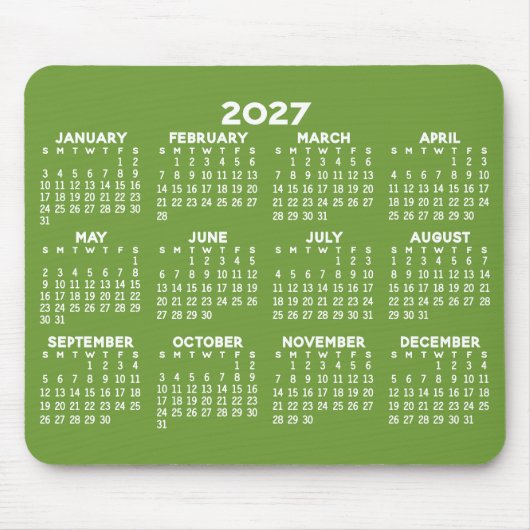 Kalender - modern grün und weiß mousepad (Vorne)