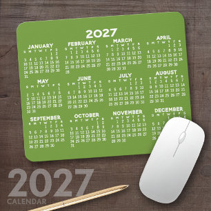 Kalender - modern grün und weiß mousepad