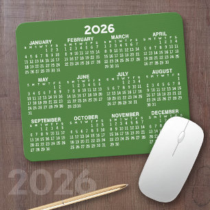 Kalender - modern grün und weiß mousepad