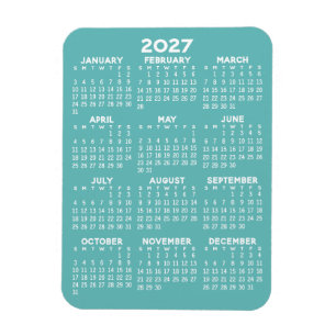 Kalender - Modern, Minimal Aqua und Weiß Magnet