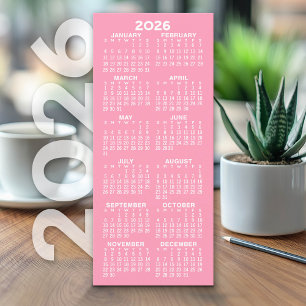 Kalender - Modern Minimal große rosa weiße Karte
