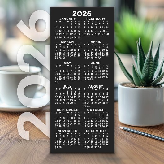 Kalender - Modern Minimal Schwarz-weiße Karte