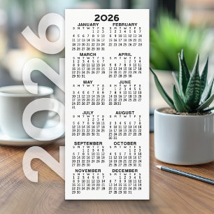 Kalender - Modern Minimal Schwarz-weiße Karte
