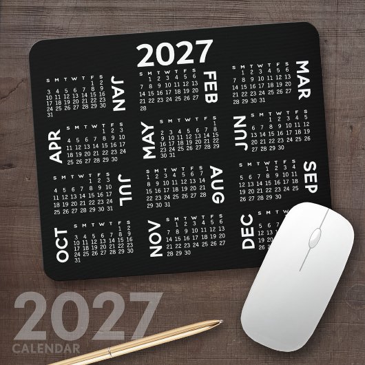 Kalender - modern, schwarz und weiß mousepad