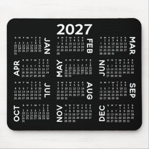 Kalender - modern, schwarz und weiß mousepad