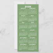 Kalender - Moderne Minimale Grüne Karte (Vorderseite)