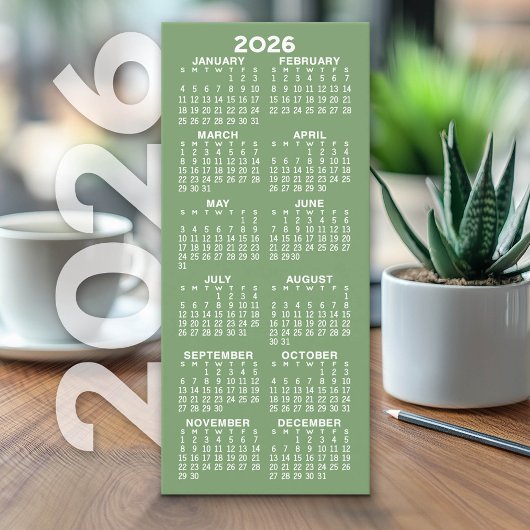 Kalender - Moderne Minimale Grüne Karte