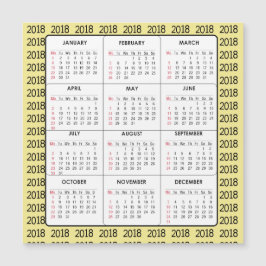 Kalender-quadratische Magnetkarte des Gelb-2018