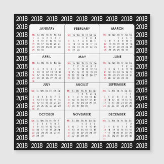 Kalender-quadratische Magnetkarte des Schwarz-2018
