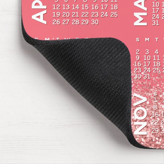 Kalender - Rosa Glitzer Mousepad (Ecke)