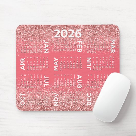 Kalender - Rosa Glitzer Mousepad (Mit Mouse)