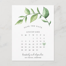 Kalender Rustikale Vegetation Save the Date Ankündigungspostkarte