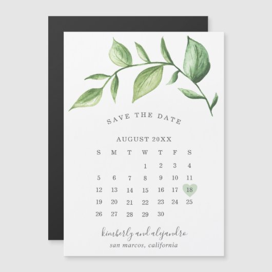 Kalender Rustikale Vegetation Save the Date Magneteinladung (Vorne/Hinten)