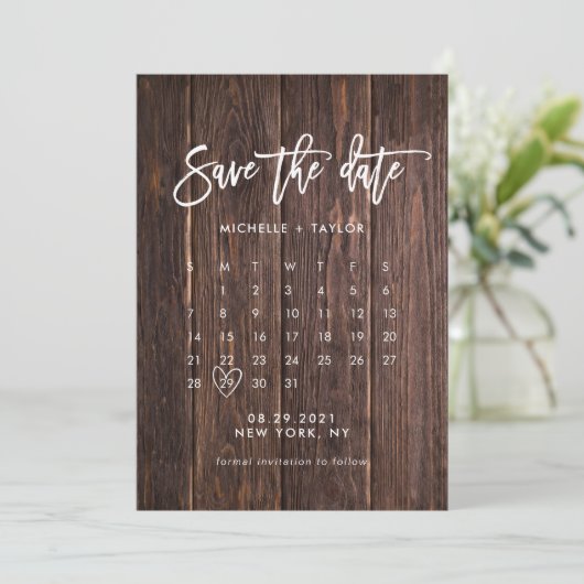 Kalender Save the Date mit Foto Karte (Stehend Vorderseite)