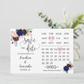 Kalender Save the Date navy burgundy Hochzeitstag Einladung (Stehend Vorderseite)