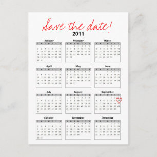 Kalender-Save the Date Postkarte