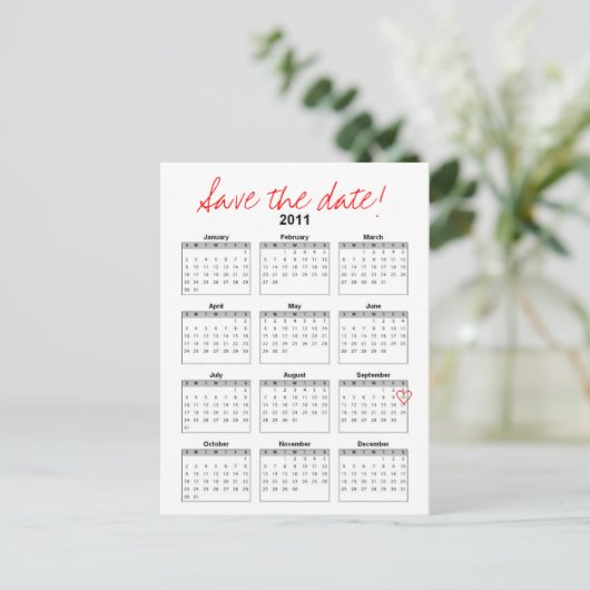 Kalender Save the Date Postkarte (Stehend Vorderseite)