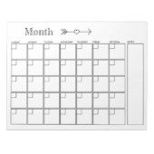 Kalender Schwarz und Weiß Monatsplaner Notizblock (Vorderseite)