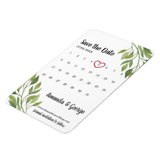 Kalender speichern im Datumsfenster | Grünhochzeit Magnet (Linke Seite)