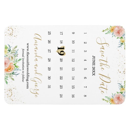 Kalender Speichern Sie die Blume des Datums Magnet (Horizontal)