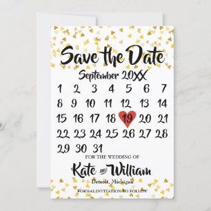 Kalender Termin speichern Golden Love Herzen Konfe Save The Date