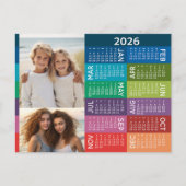 Kalender und FotoCollage - farbenfroher Hintergrun Postkarte (Vorderseite)