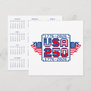Kalender USA 250 – 1776 bis 2026 Pixel Art Feiertagskarte