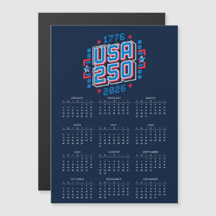Kalender USA 250 – 1776 bis 2026 Pixel Art Magnetkarte