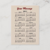 Kalender-Visitenkarte der Hong Visitenkarte (Rückseite)