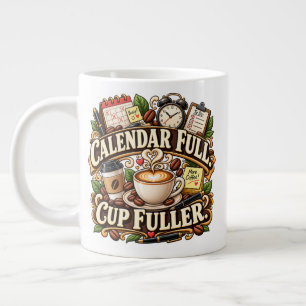 Kalender voll, Tasse voller Bürokaffee