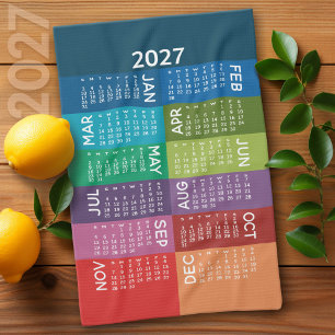 Kalender - Volles Jahr mit funkelnden bunten Monat Geschirrtuch
