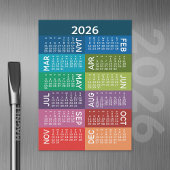 Kalender - Volles Jahr mit funkelnden bunten Monat Magnetkarte
