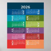 Kalender - Volles Jahr mit funkelnden bunten Monat Poster (Vorne)