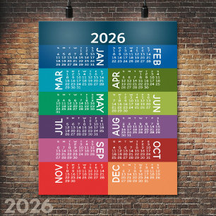 Kalender - Volles Jahr mit verrückten farbenfrohen Poster
