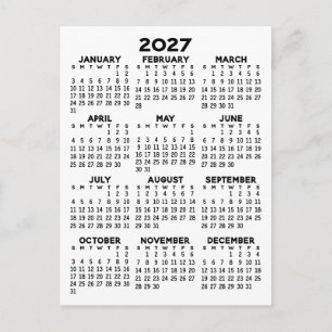 Kalender Volljahresansicht - Basic Minimal Postkarte