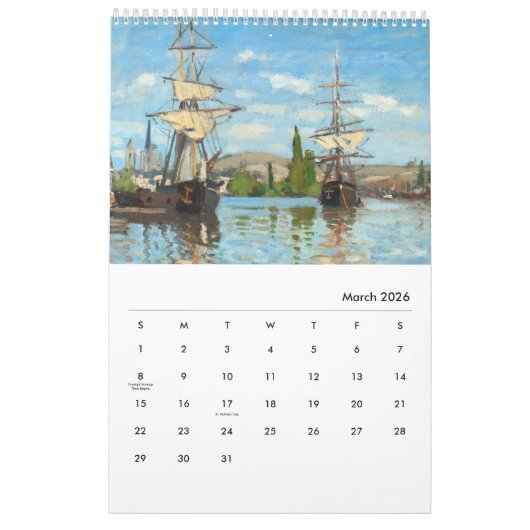 Kalender von Claude Monet (Mär 2026)