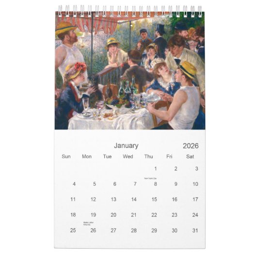 Kalender von Pierre-Auguste Renoir. (Jan 2026)