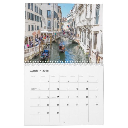 Kalender von Venedig 2026 (Mär 2026)