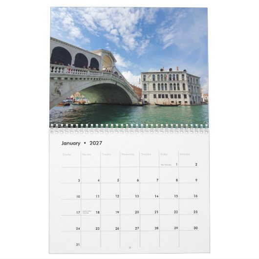 Kalender von Venedig 2026 (Jan 2027)