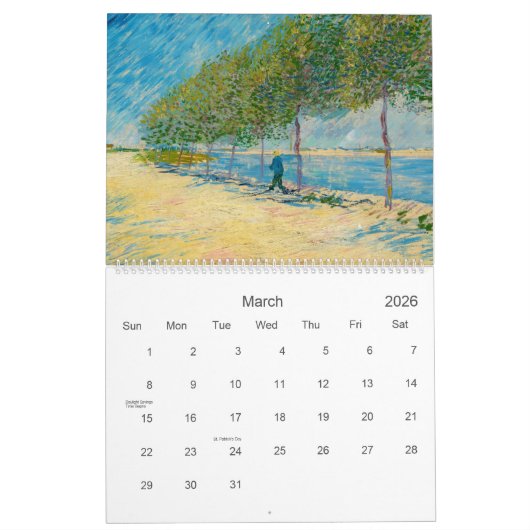 Kalender von Vincent van Gogh (Mär 2026)