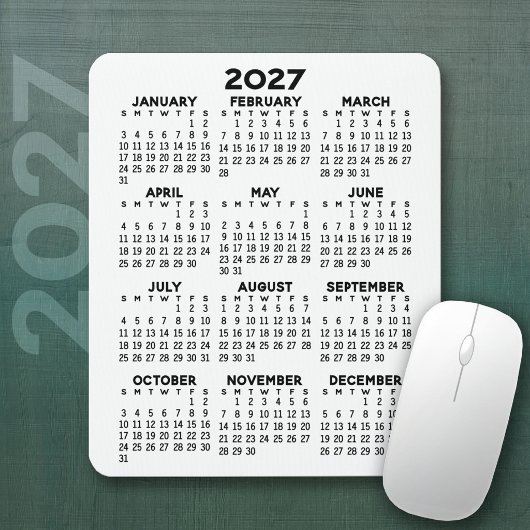 Kalender - weißer Hintergrund - Vertikal Mousepad